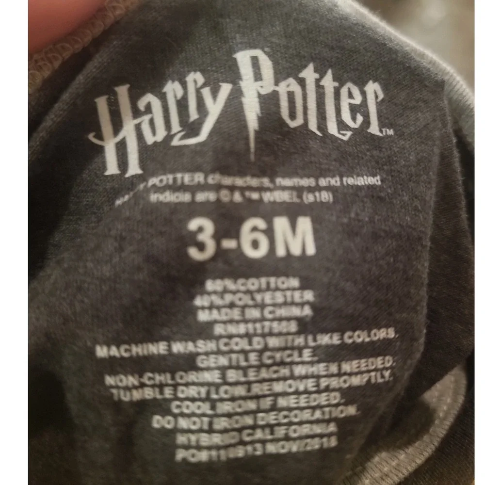 Harry Potter Baby Keeper Long Sleeve Bodysuit Gray‎ Quidditch 3-6 Months